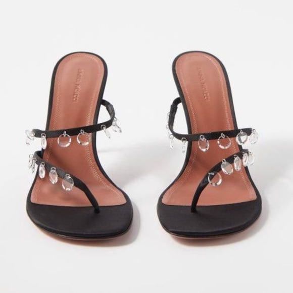 Amina Muaddi Tina black satin mules Savannahs. NIB. - Picture 4 of 17